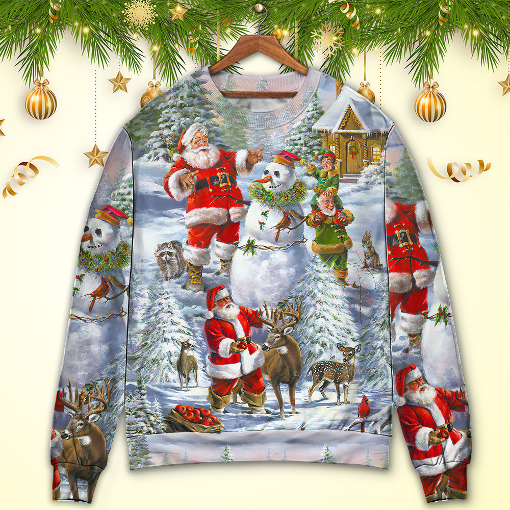 Christmas Santa Claus Snowman Elf So Happy Art Style Ugly Sweaters