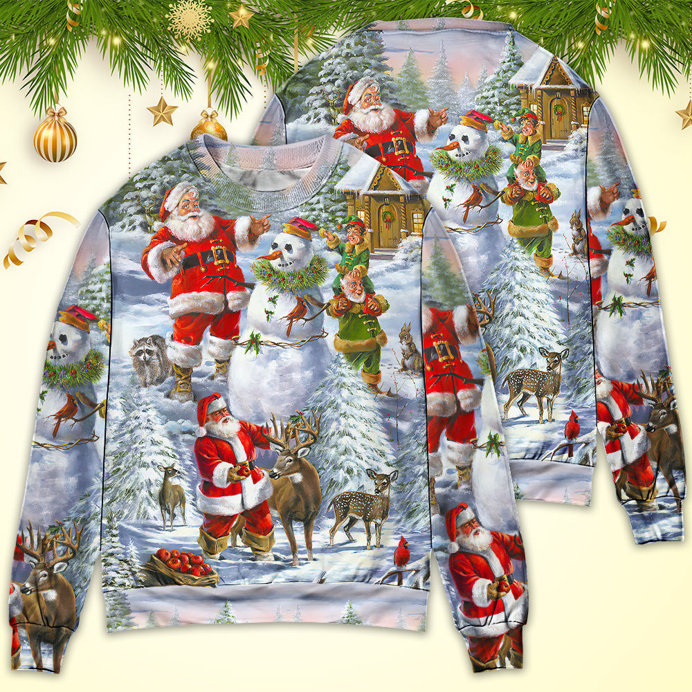 Christmas Santa Claus Snowman Elf So Happy Art Style Ugly Sweaters