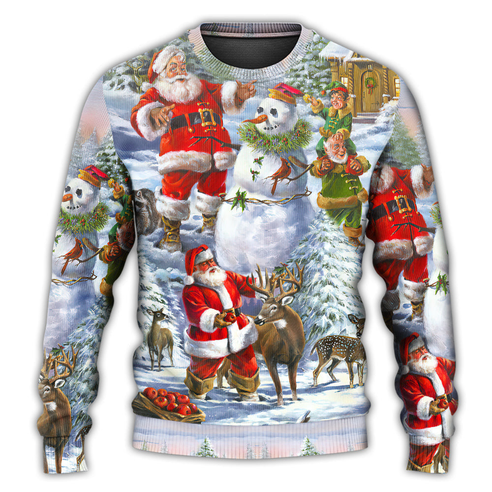 Christmas Santa Claus Snowman Elf So Happy Art Style Ugly Sweaters