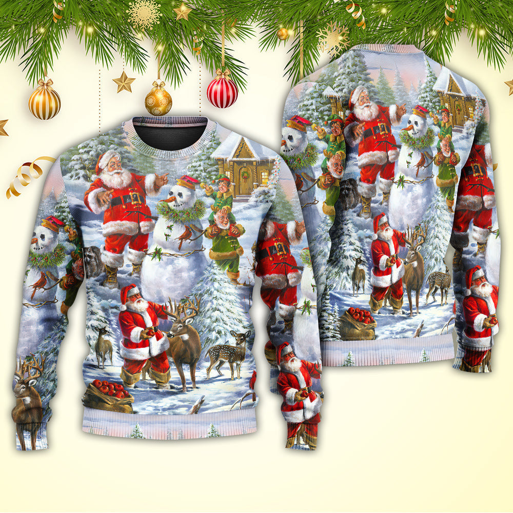 Christmas Santa Claus Snowman Elf So Happy Art Style Ugly Sweaters