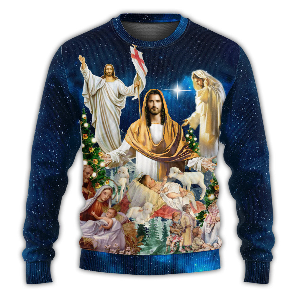 Jesus Christmas Miracle Night Ugly Sweaters