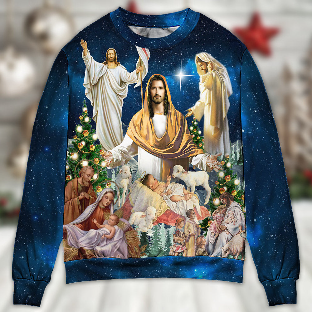 Jesus Christmas Miracle Night Ugly Sweaters