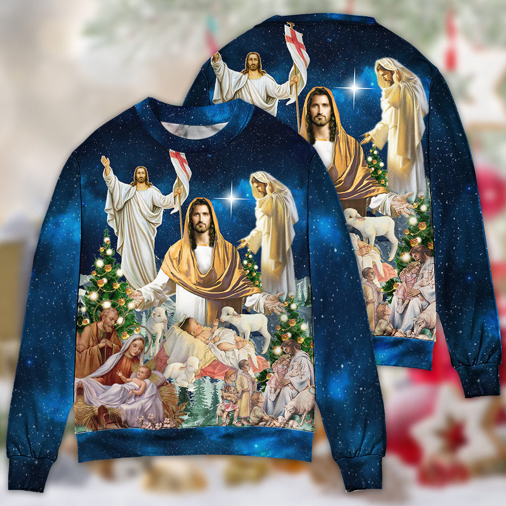 Jesus Christmas Miracle Night Ugly Sweaters