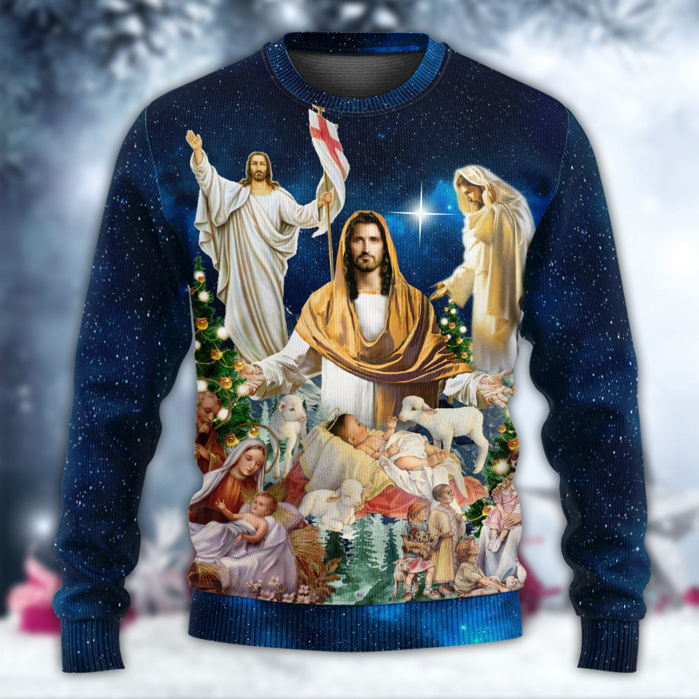 Jesus Christmas Miracle Night Ugly Sweaters