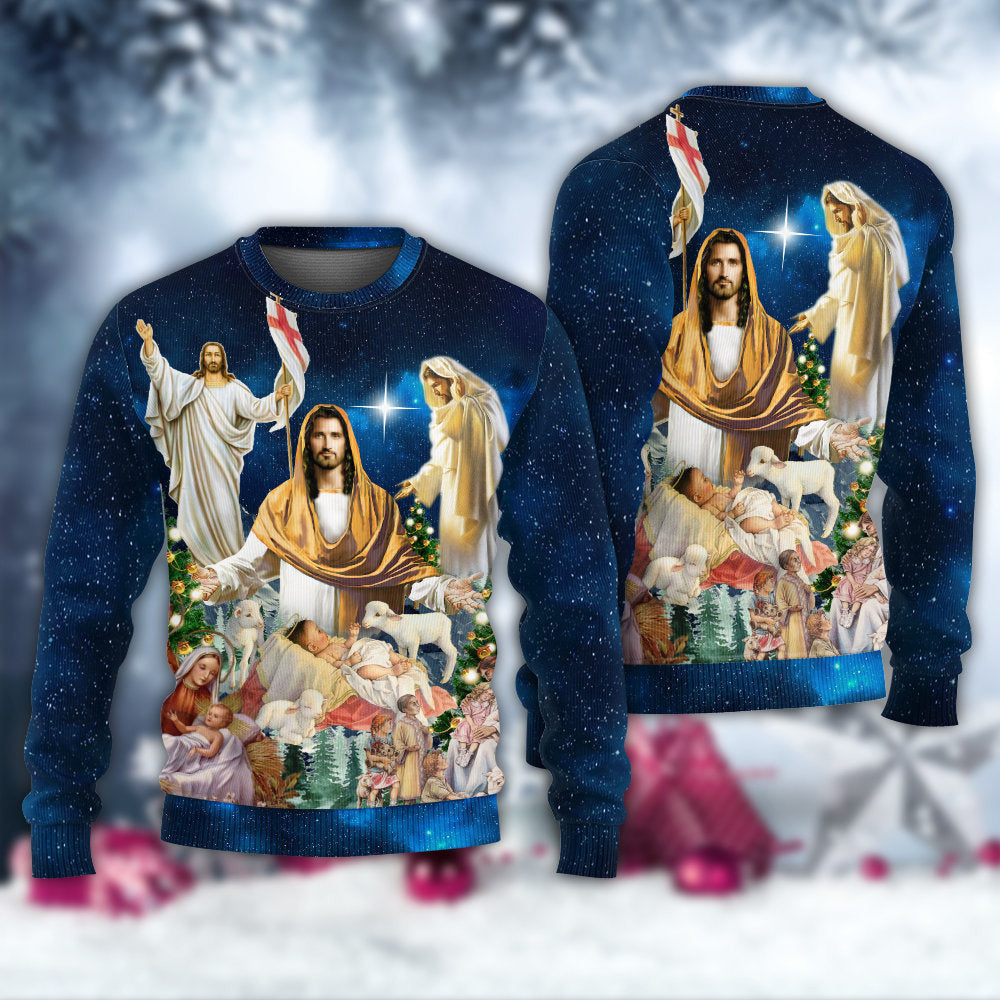 Jesus Christmas Miracle Night Ugly Sweaters