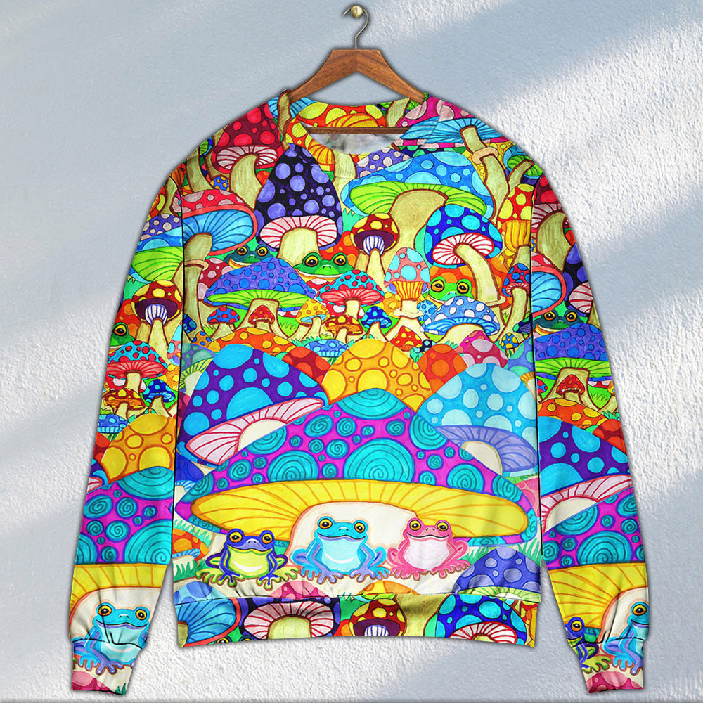 Hippie Frog Mushroom Colorful Art Peace Ugly Christmas Sweaters
