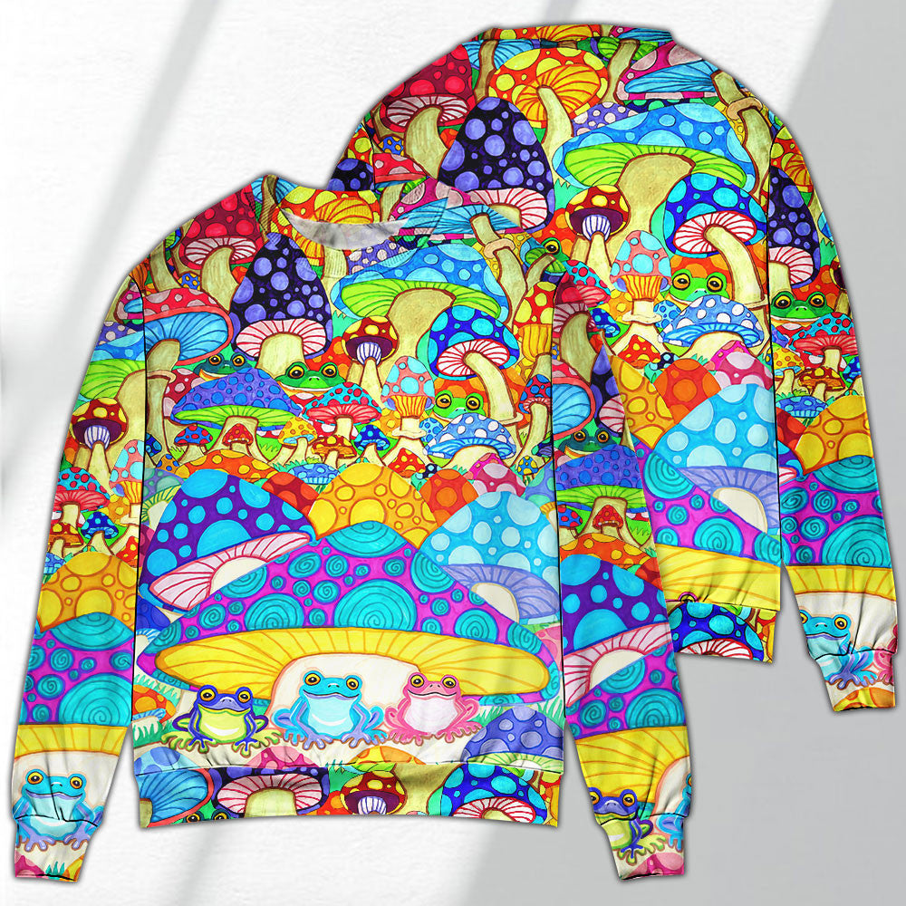 Hippie Frog Mushroom Colorful Art Peace Ugly Christmas Sweaters