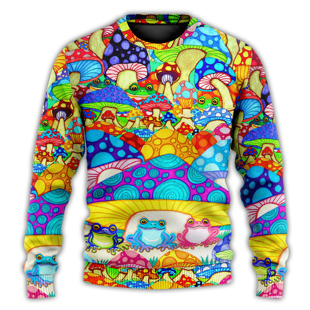 Hippie Frog Mushroom Colorful Art Peace Ugly Christmas Sweaters