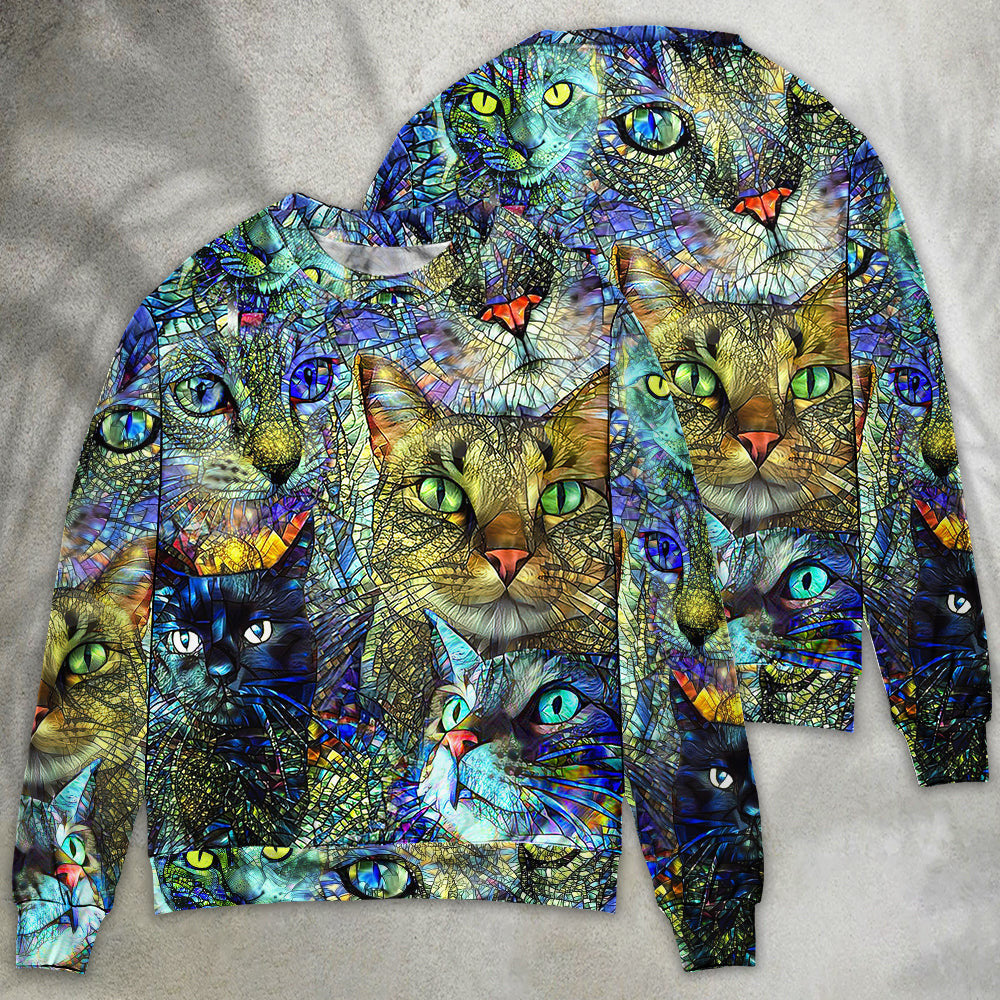 Cat Art Lover Colorful Style Ugly Christmas Sweaters