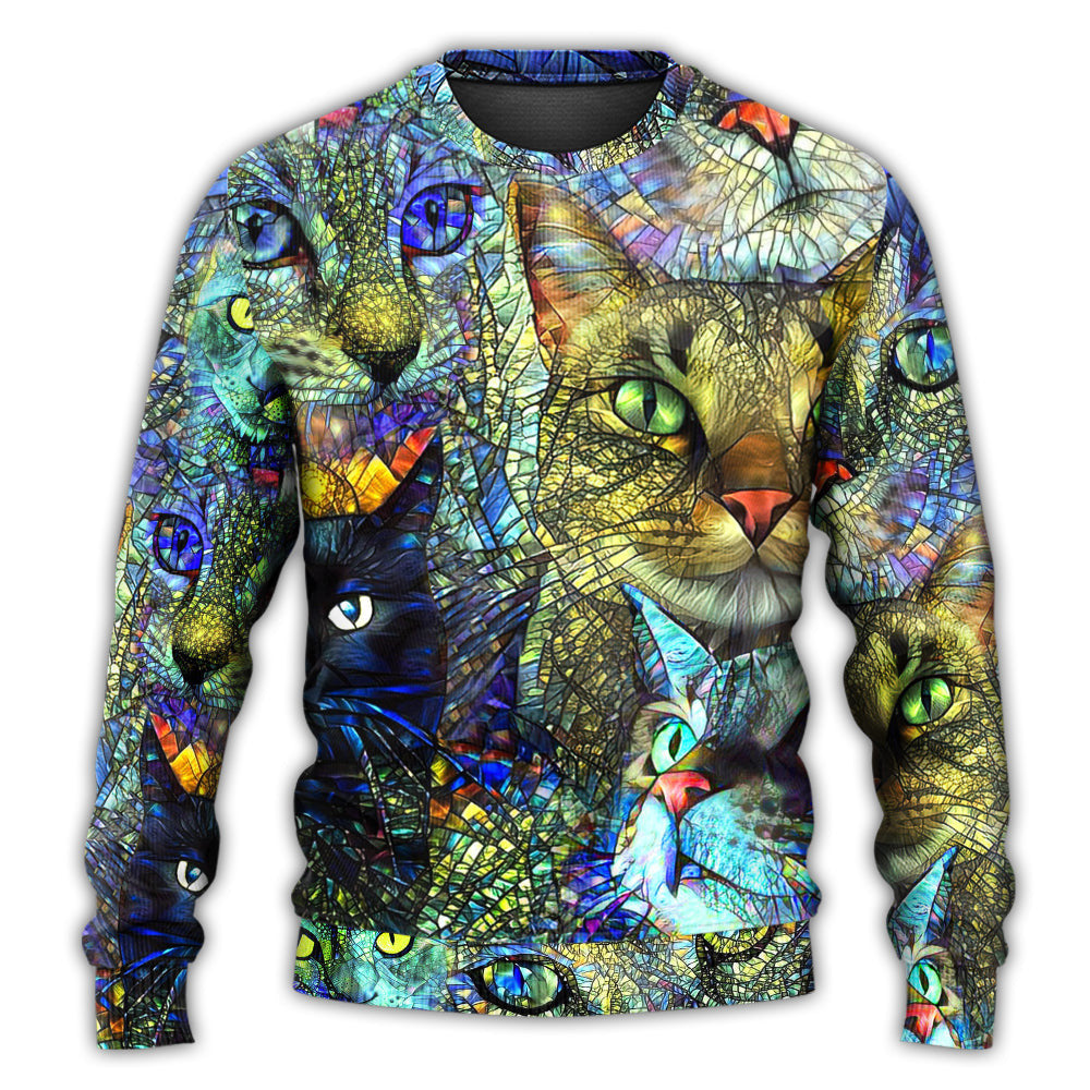 Cat Art Lover Colorful Style Ugly Christmas Sweaters