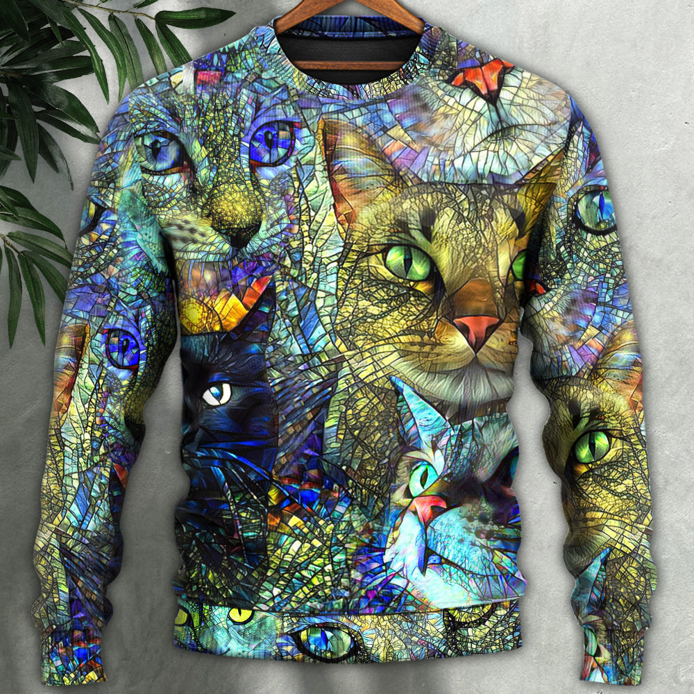 Cat Art Lover Colorful Style Ugly Christmas Sweaters