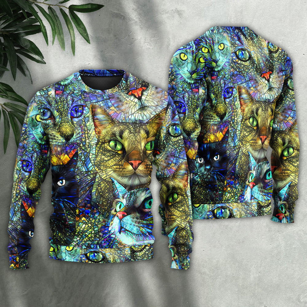 Cat Art Lover Colorful Style Ugly Christmas Sweaters