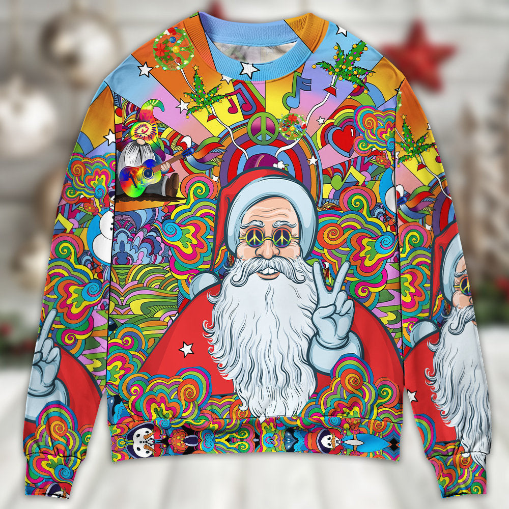 Hippie Santa Claus Color Ugly Christmas Sweaters
