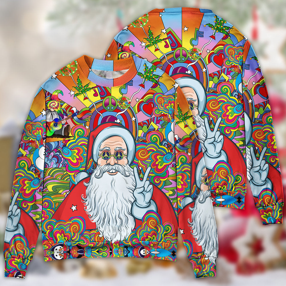Hippie Santa Claus Color Ugly Christmas Sweaters
