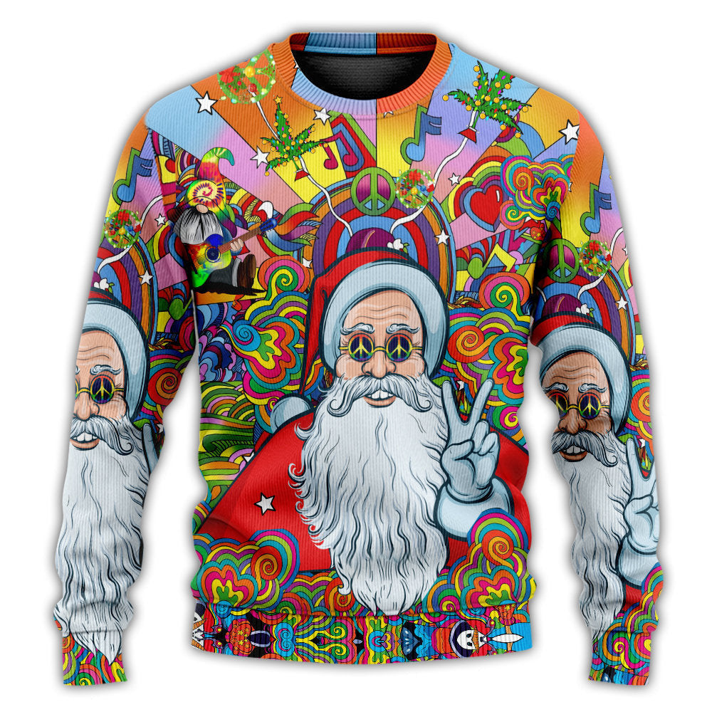 Hippie Santa Claus Color Ugly Christmas Sweaters