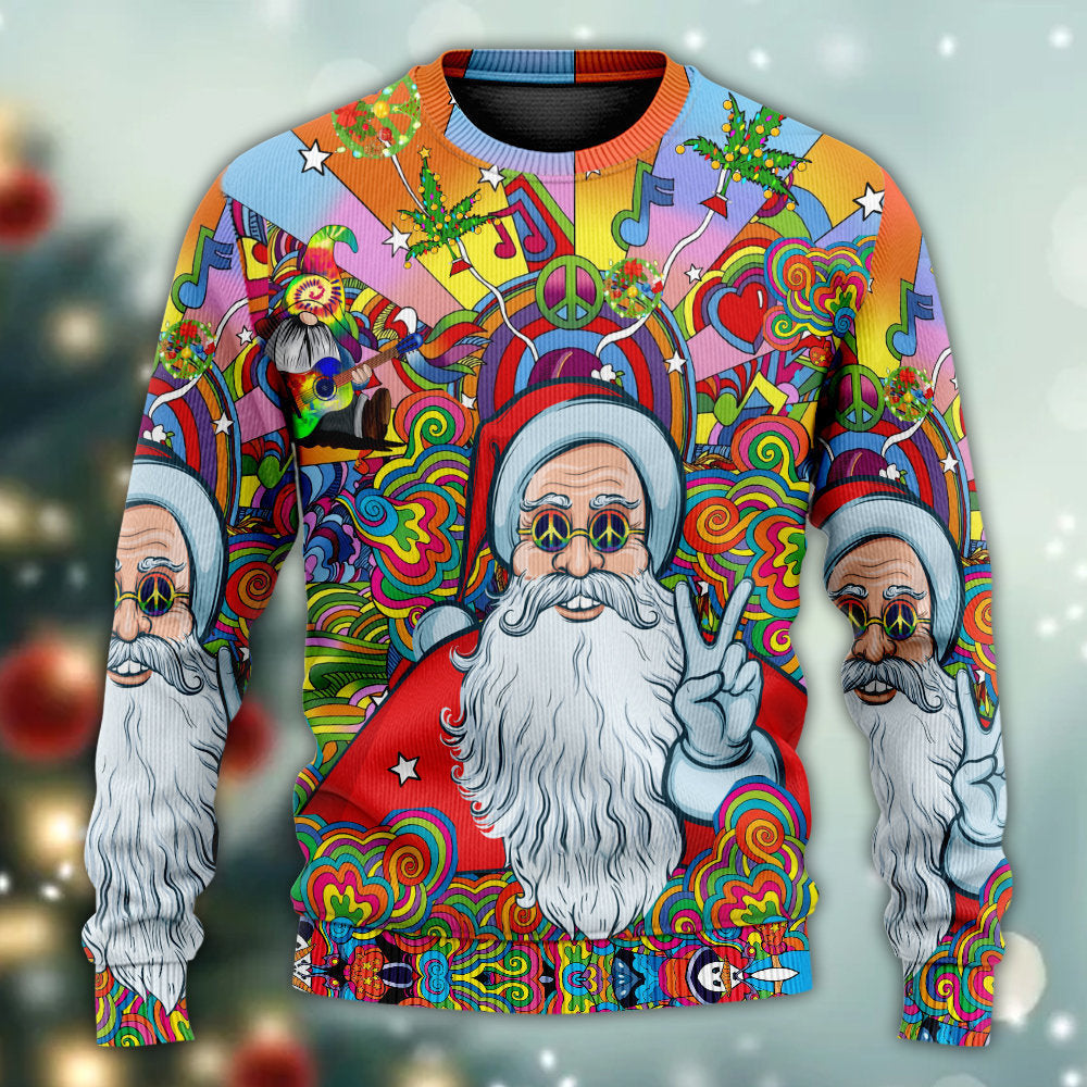 Hippie Santa Claus Color Ugly Christmas Sweaters