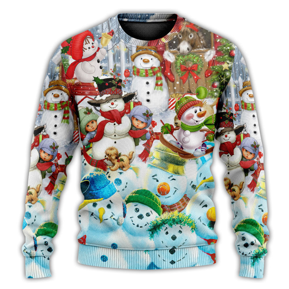 Snowman Happy Farm Holiday Christmas Ugly Sweaters