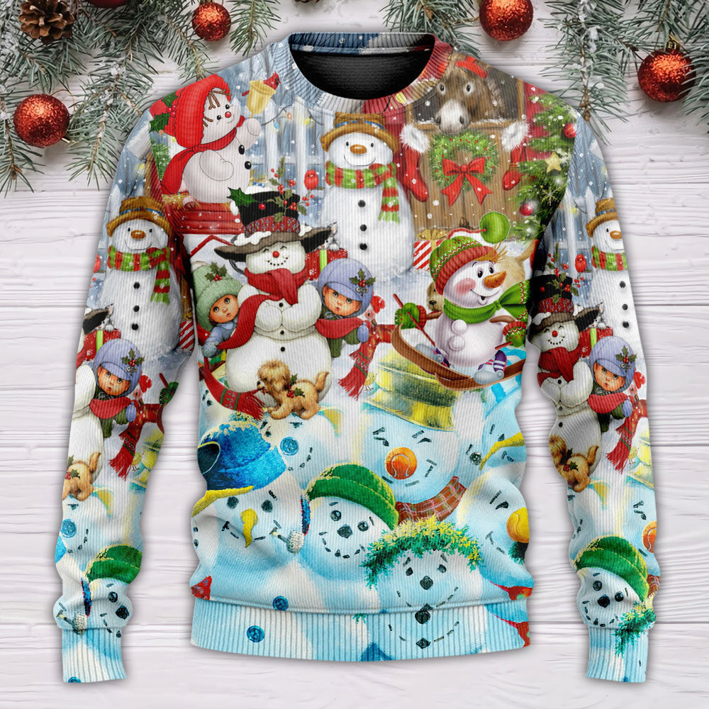 Snowman Happy Farm Holiday Christmas Ugly Sweaters