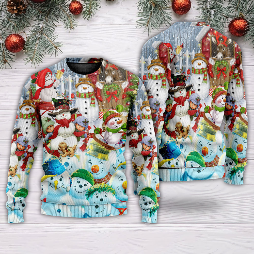 Snowman Happy Farm Holiday Christmas Ugly Sweaters