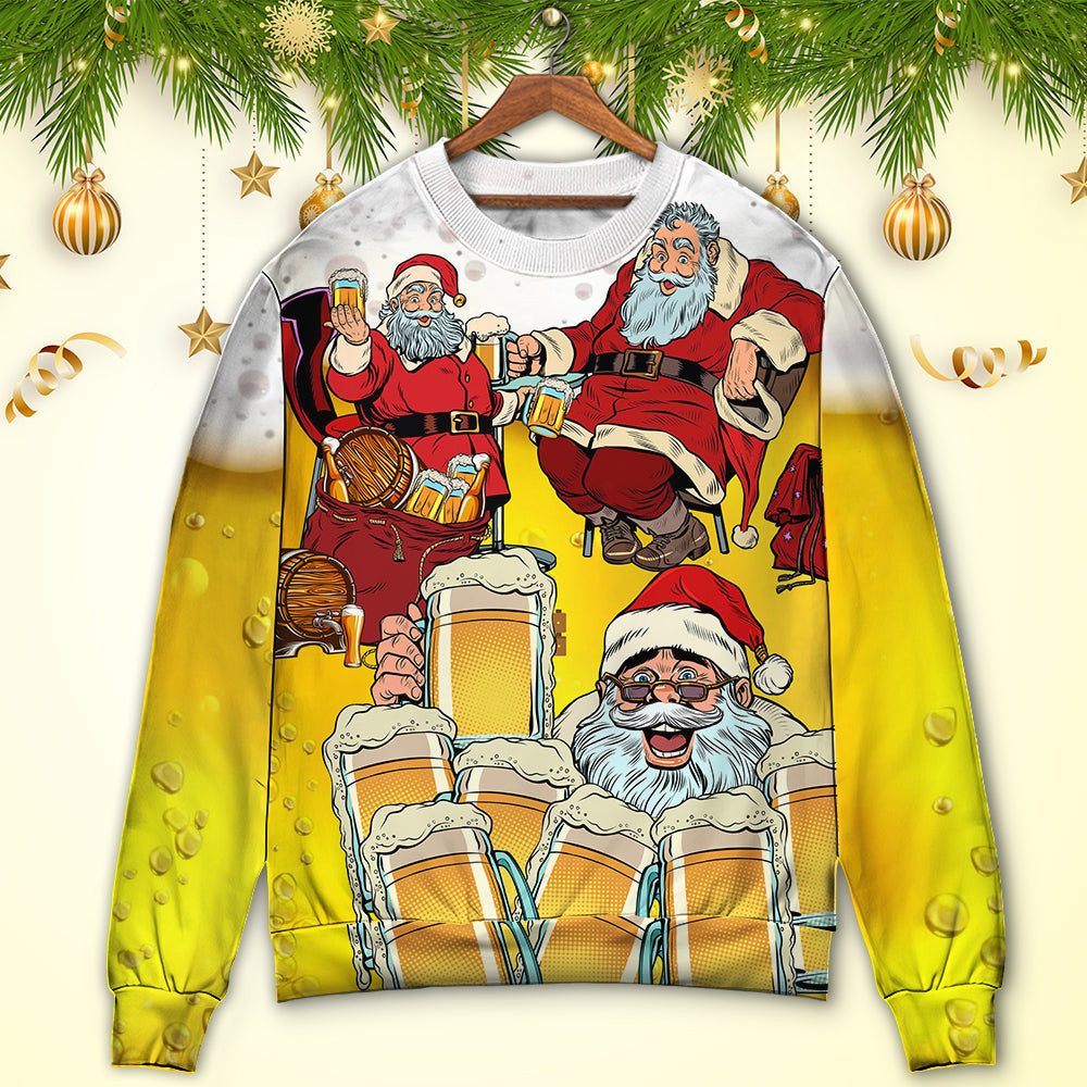 Christmas Santa I Want More Beer Ugly Sweaters