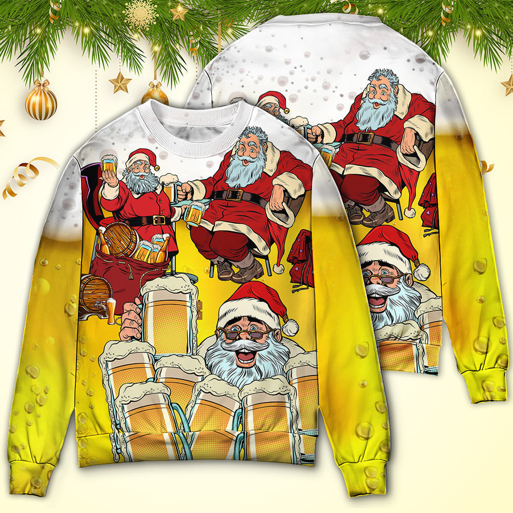 Christmas Santa I Want More Beer Ugly Sweaters