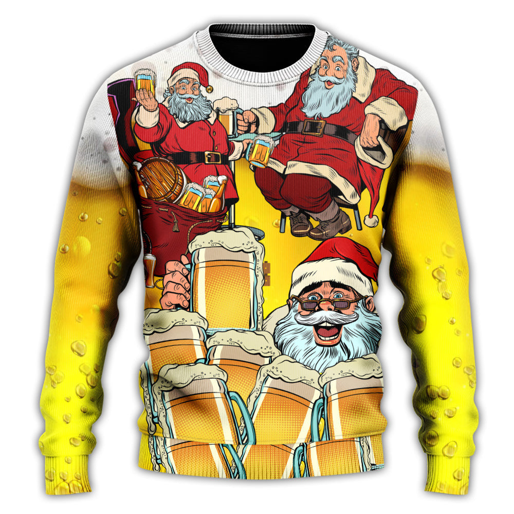 Christmas Santa I Want More Beer Ugly Sweaters