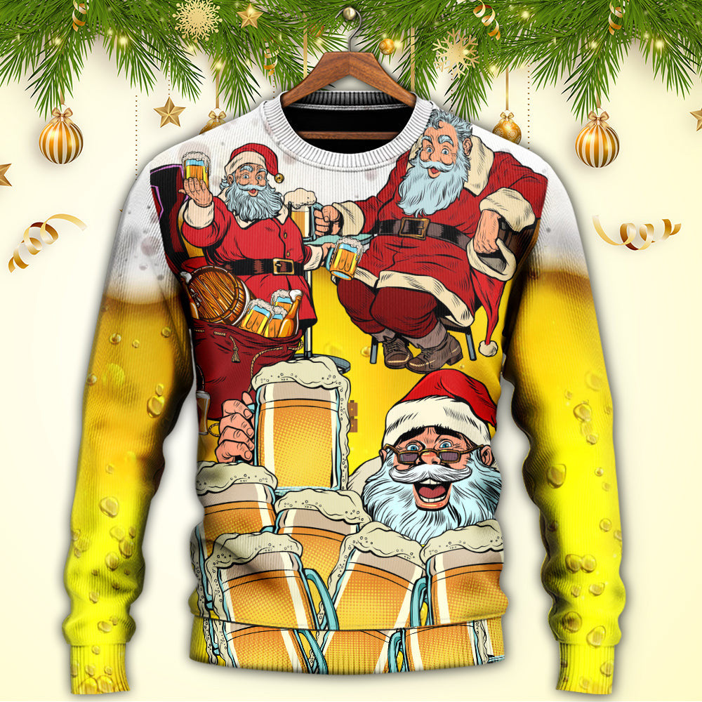 Christmas Santa I Want More Beer Ugly Sweaters