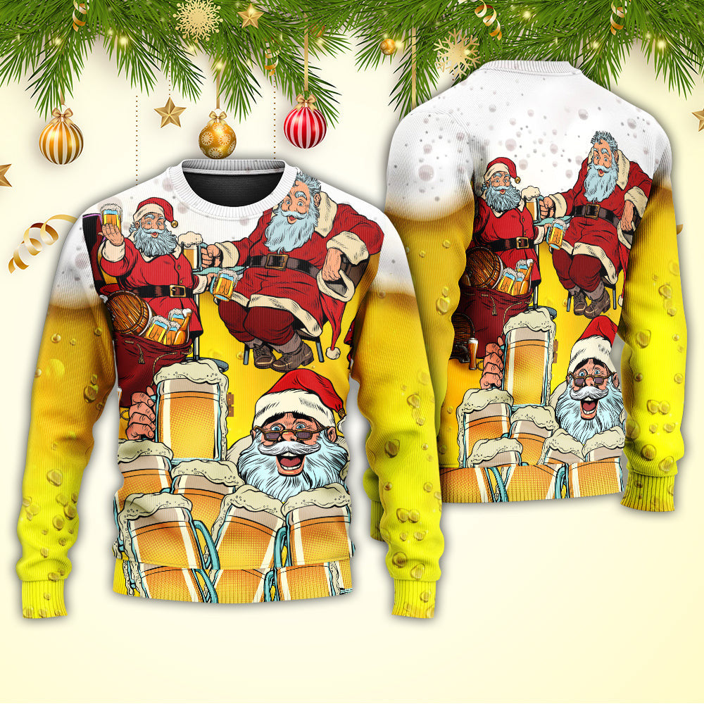 Christmas Santa I Want More Beer Ugly Sweaters