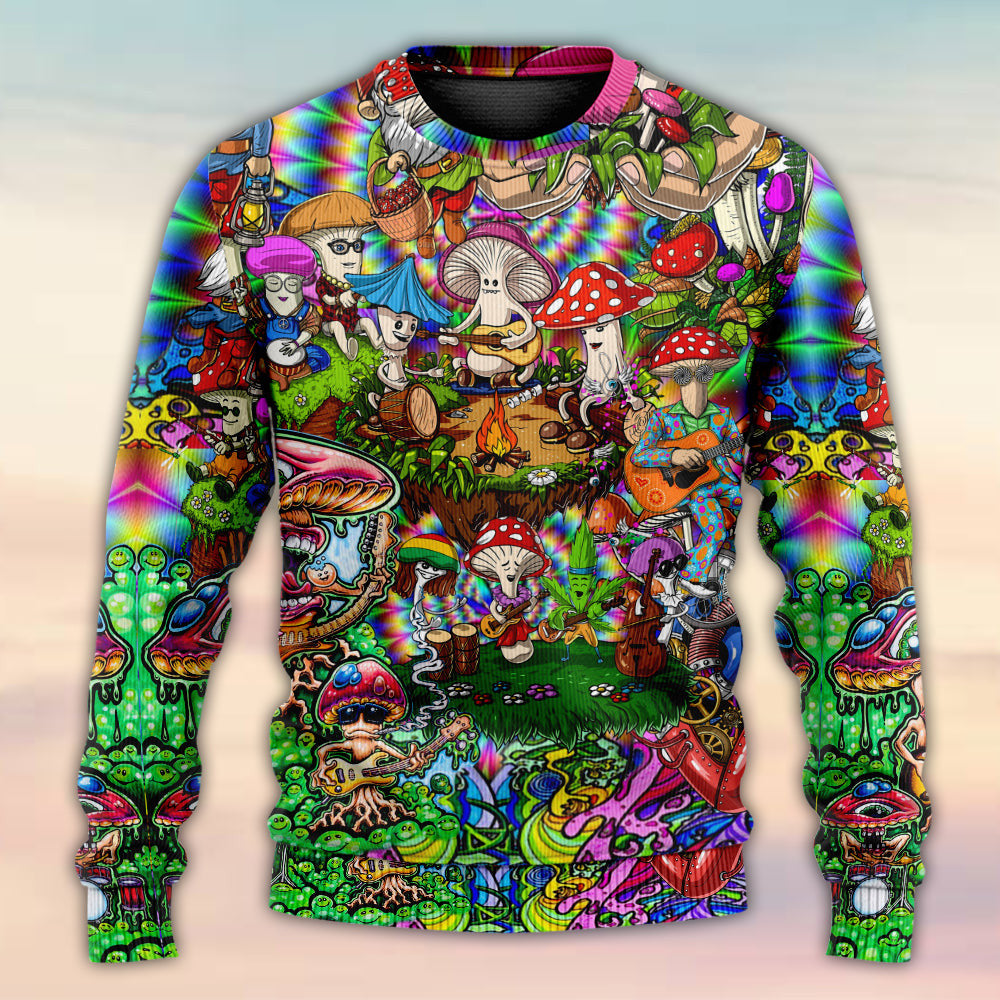 Hippie Mushroom Music Band Of Life Ugly Christmas Sweaters