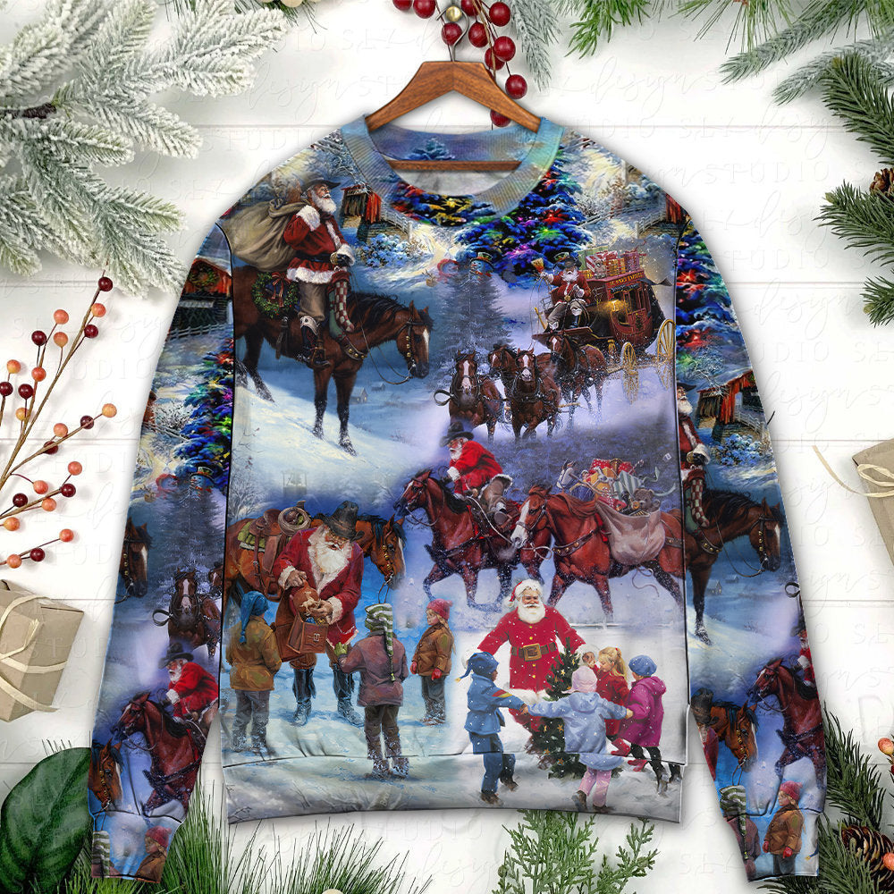 Christmas Santa Cowboy Love Children Ugly Sweaters