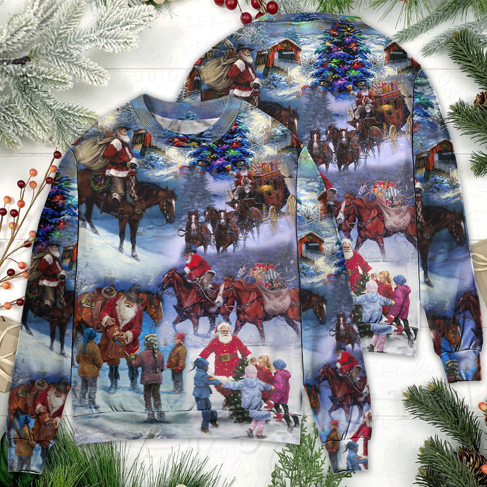 Christmas Santa Cowboy Love Children Ugly Sweaters
