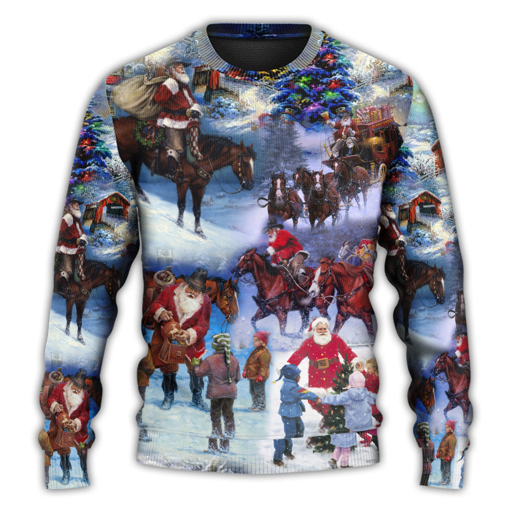 Christmas Santa Cowboy Love Children Ugly Sweaters