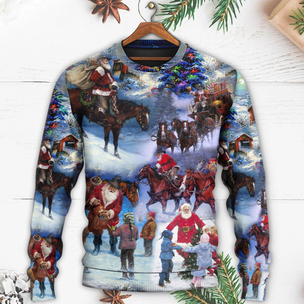 Christmas Santa Cowboy Love Children Ugly Sweaters