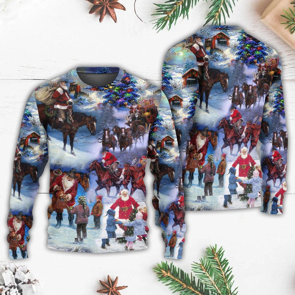 Christmas Santa Cowboy Love Children Ugly Sweaters