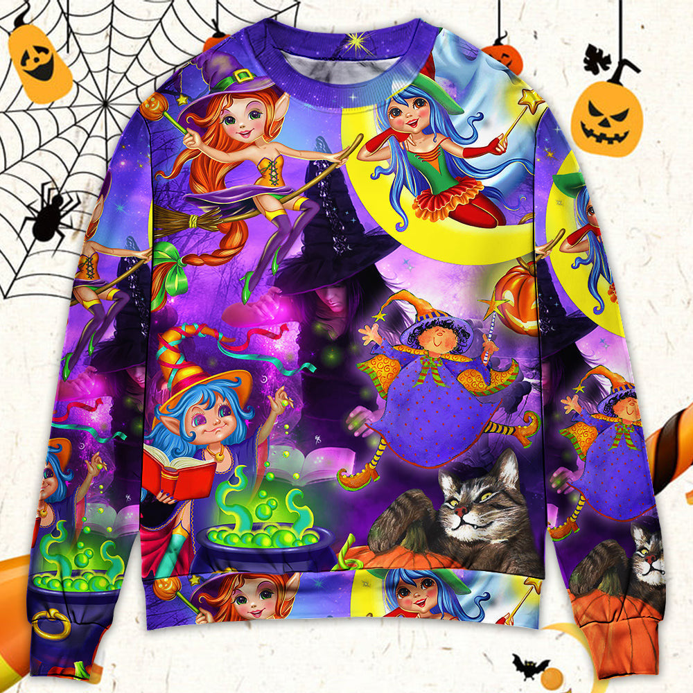 Halloween Funny Witch Ghost Cute Boo In The Magic Forest Art Style Ugly Christmas Sweaters