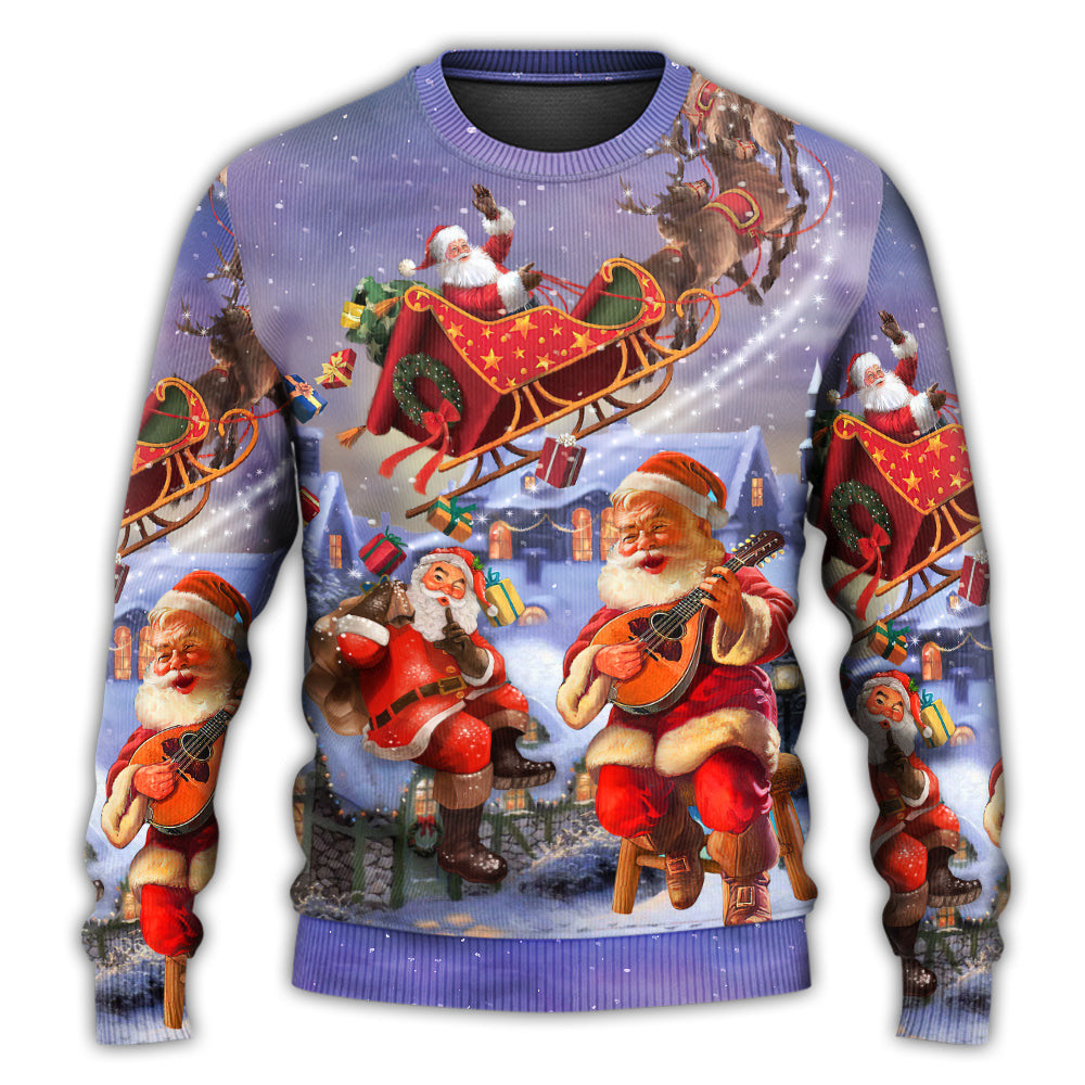 Christmas Santa Claus Funny Art Style Ugly Sweaters