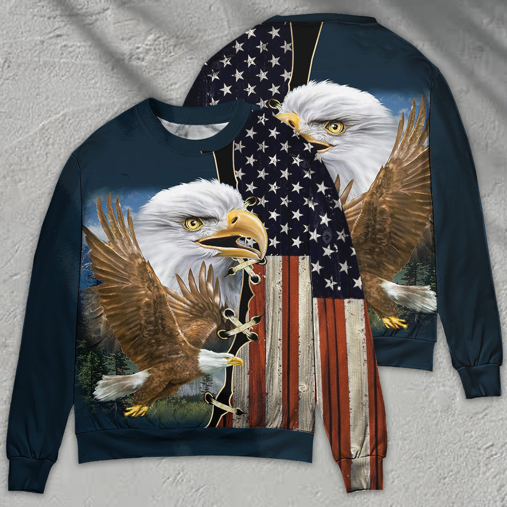 America Eagle Wildlife Faith Ugly Christmas Sweaters