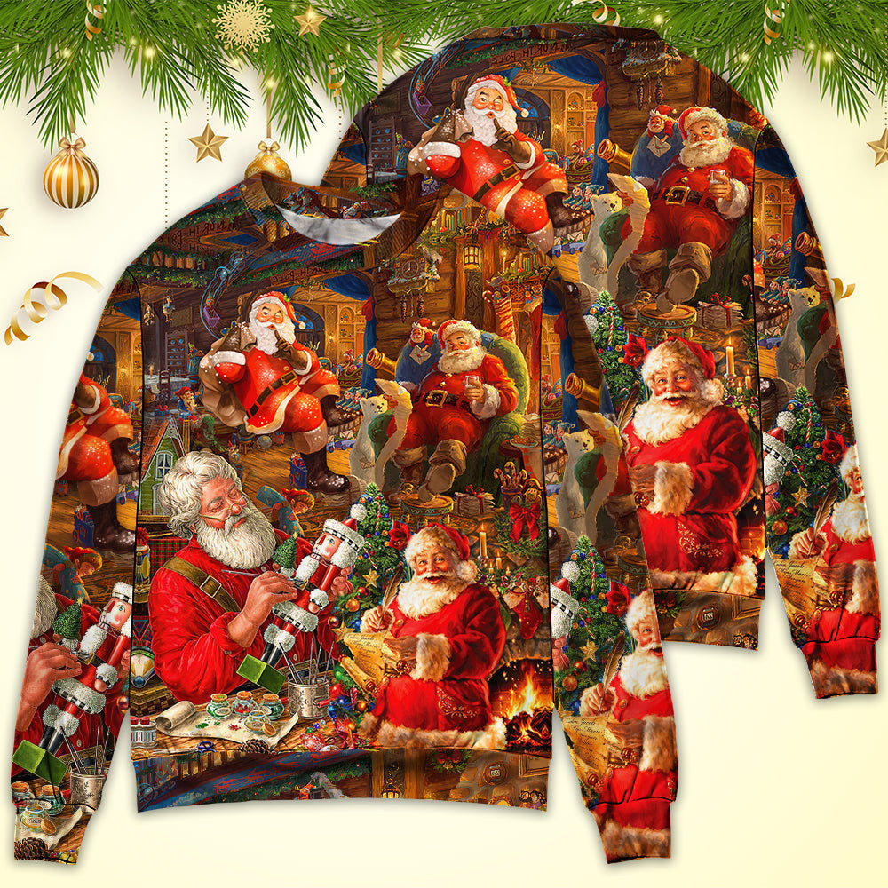 Christmas Funny Santa Claus Gift Xmas Is Coming Art Style Ugly Sweaters