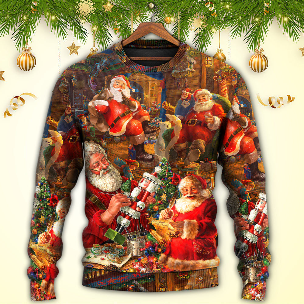 Christmas Funny Santa Claus Gift Xmas Is Coming Art Style Ugly Sweaters