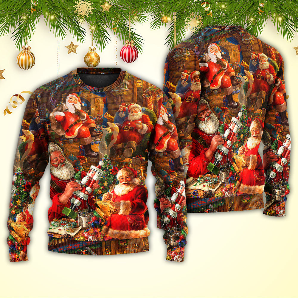 Christmas Funny Santa Claus Gift Xmas Is Coming Art Style Ugly Sweaters