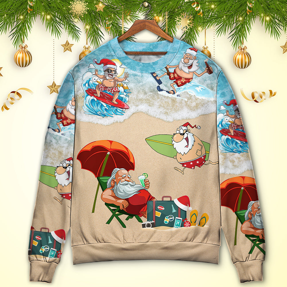 Christmas Santa Play On Beach Ugly Sweaters