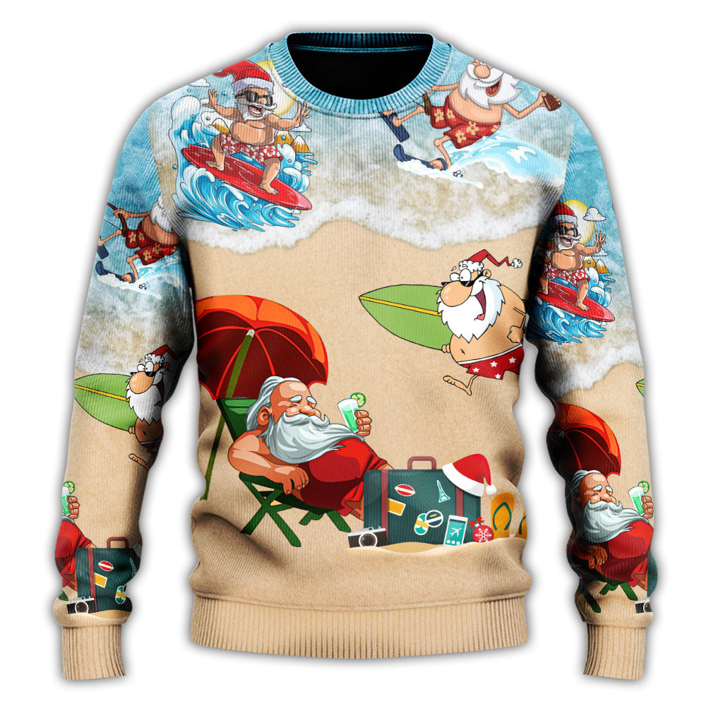Christmas Santa Play On Beach Ugly Sweaters