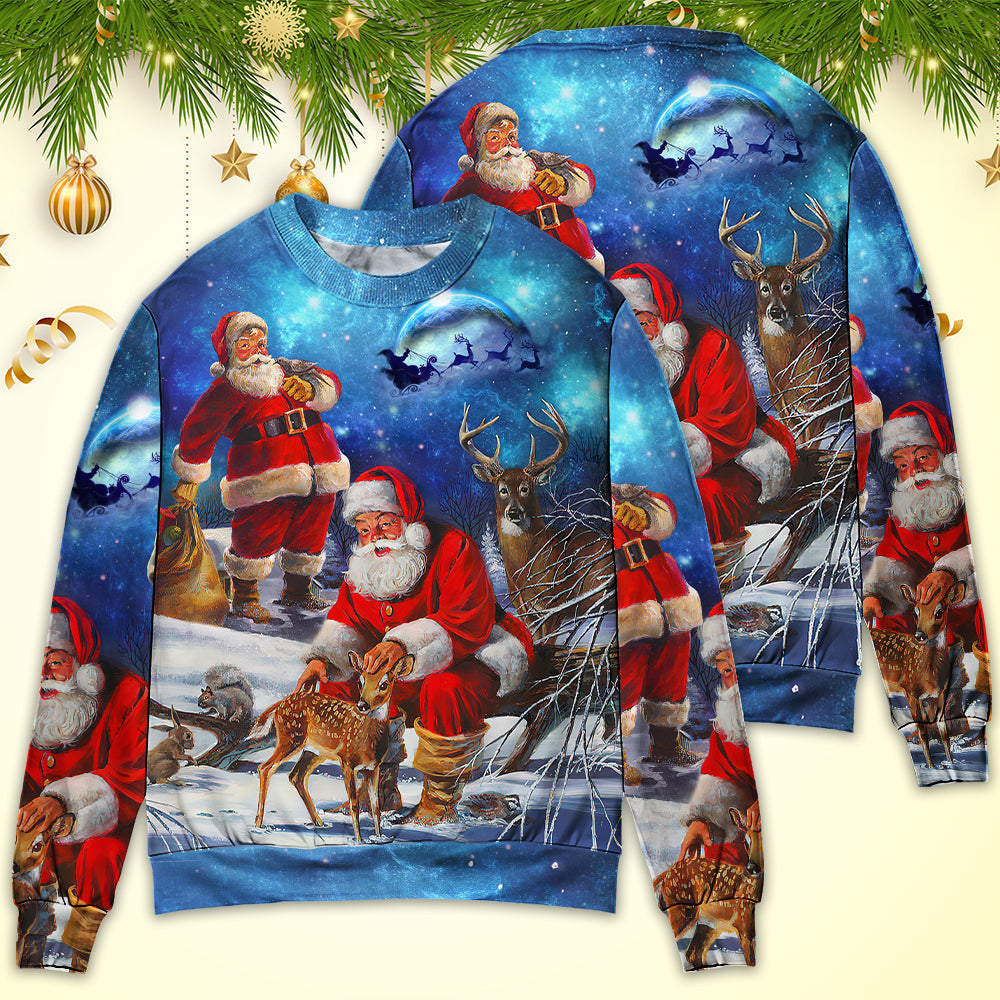 Christmas Santa Claus Xmas Is Coming Sky Night Art Style Ugly Sweaters