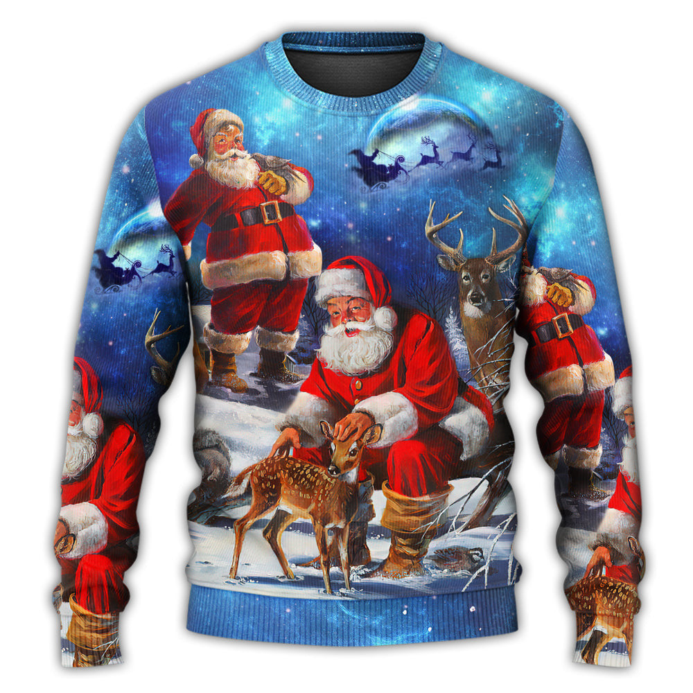 Christmas Santa Claus Xmas Is Coming Sky Night Art Style Ugly Sweaters