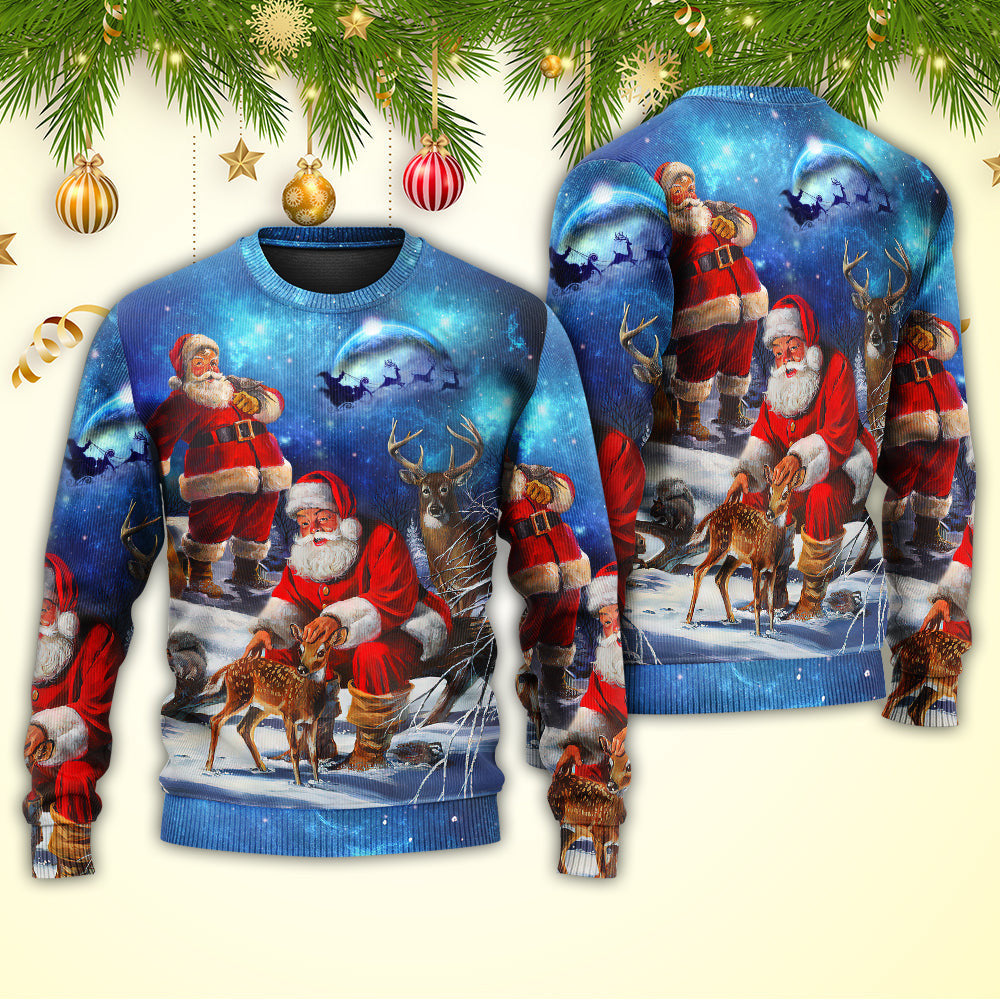Christmas Santa Claus Xmas Is Coming Sky Night Art Style Ugly Sweaters