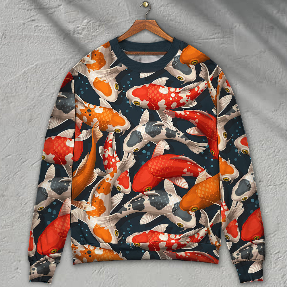 Koi Fish Swimming Colorful Crap Ugly Christmas Sweaters
