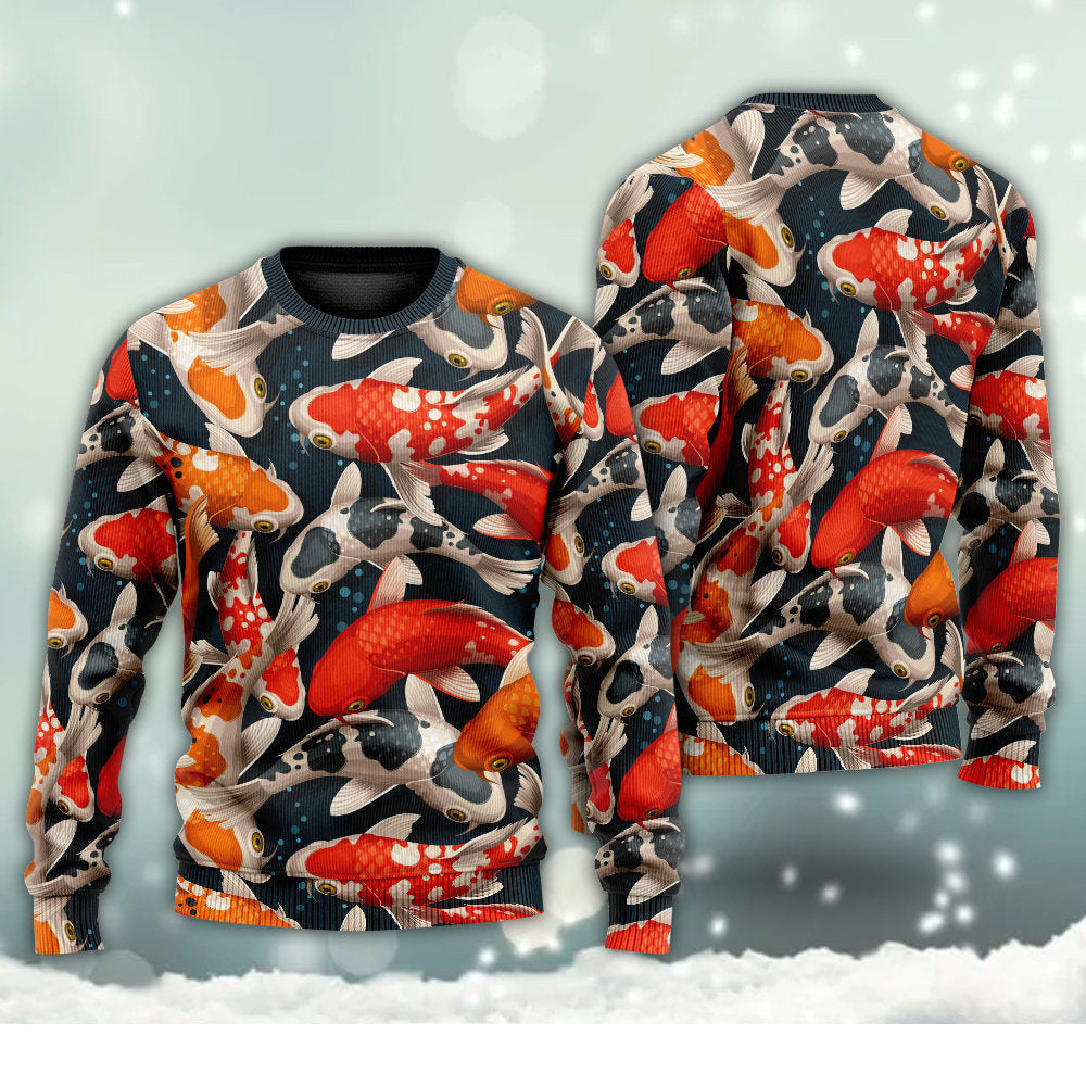 Koi Fish Swimming Colorful Crap Ugly Christmas Sweaters
