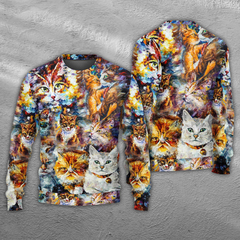Cat Art Lover Colorful Mixer Ugly Christmas Sweaters