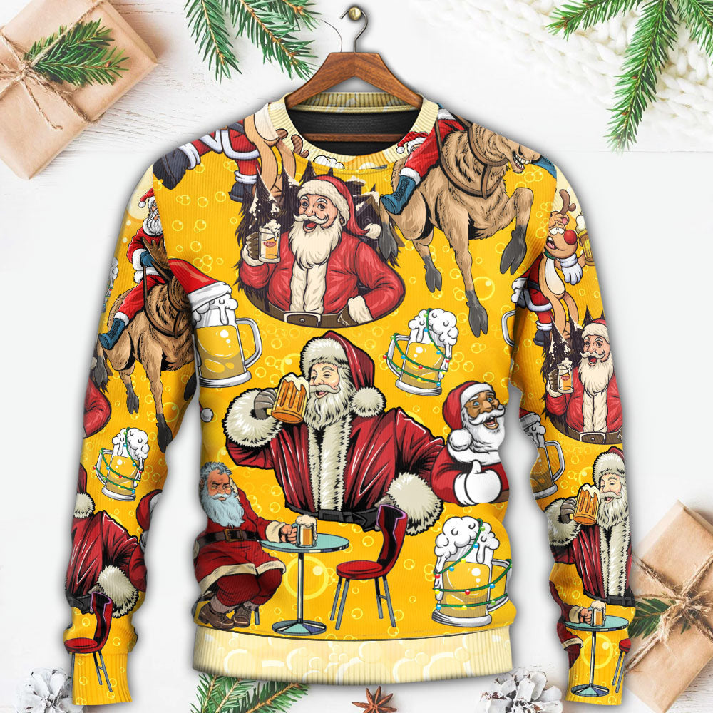 Beer Santa Funny Christmas Merry Xmas Ugly Sweaters