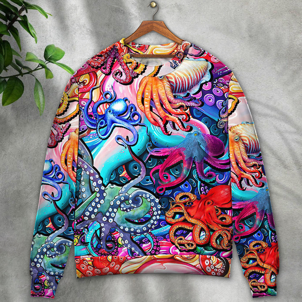 Octopus Colorful Lover Art Style Ugly Christmas Sweaters